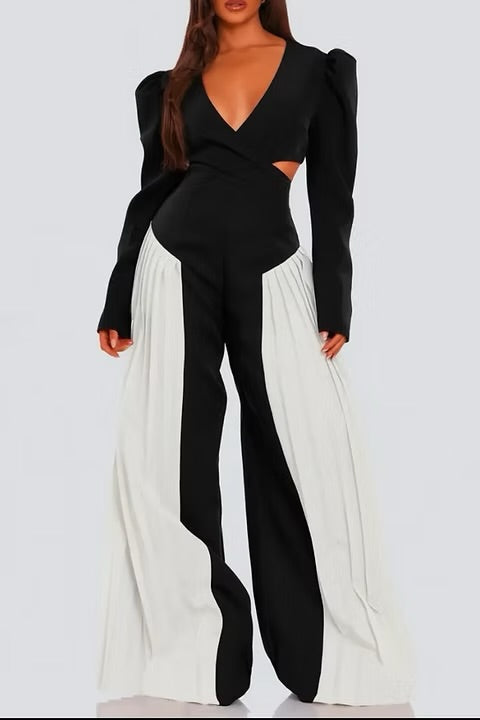Dream Date Black & White Jumpsuit