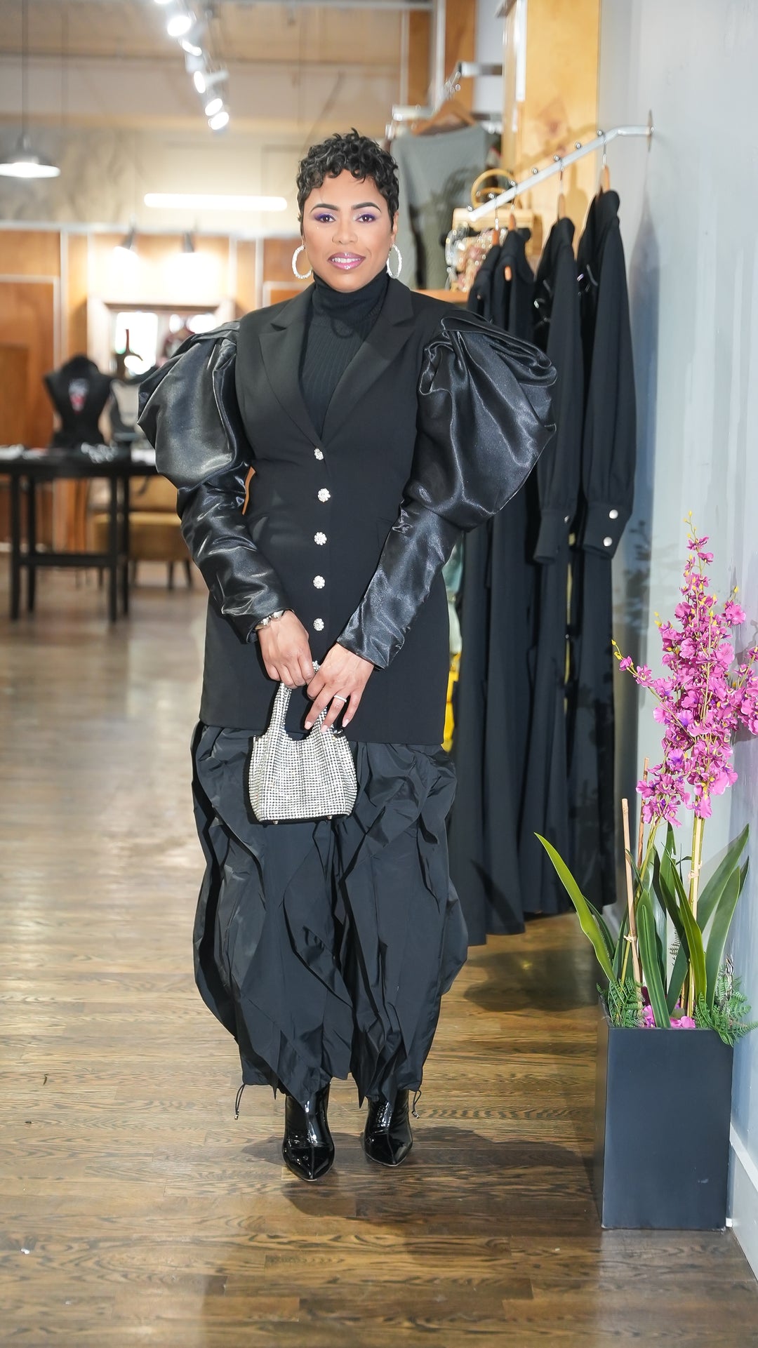 Midnight Obsession Satin Blazer