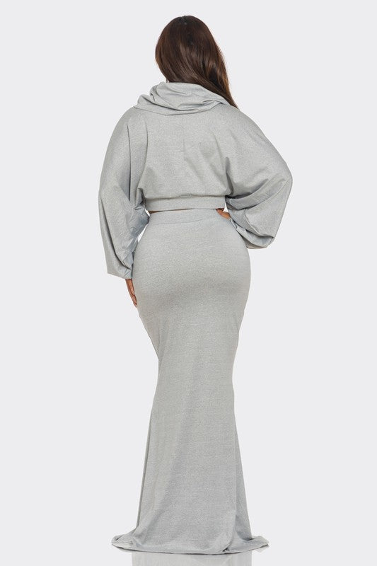 Bianca Crop Hoodie Skirt Set