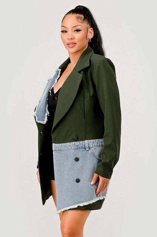Dasani Denim Patched Blazer (Green)