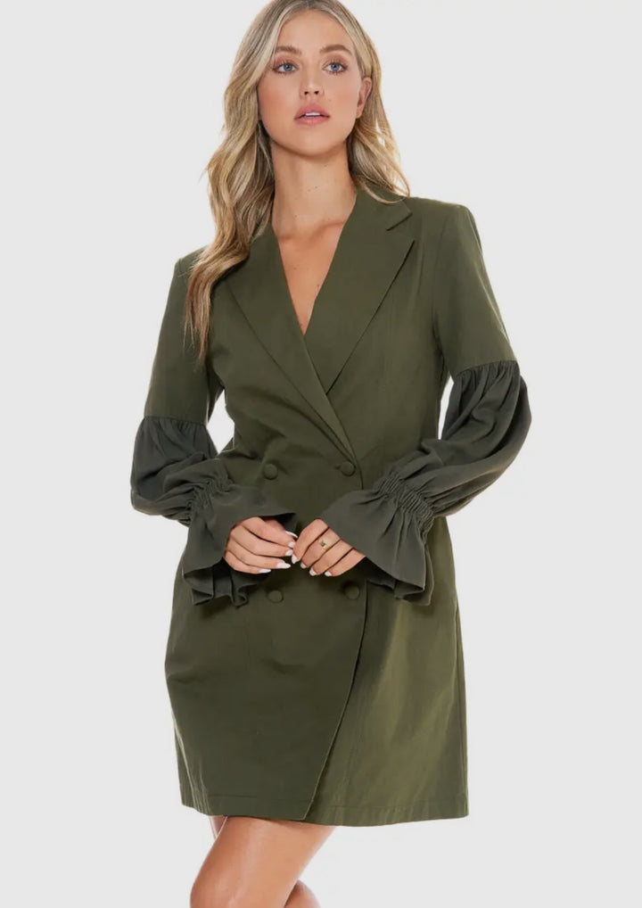 Double Breasted Blazer w/Brooch