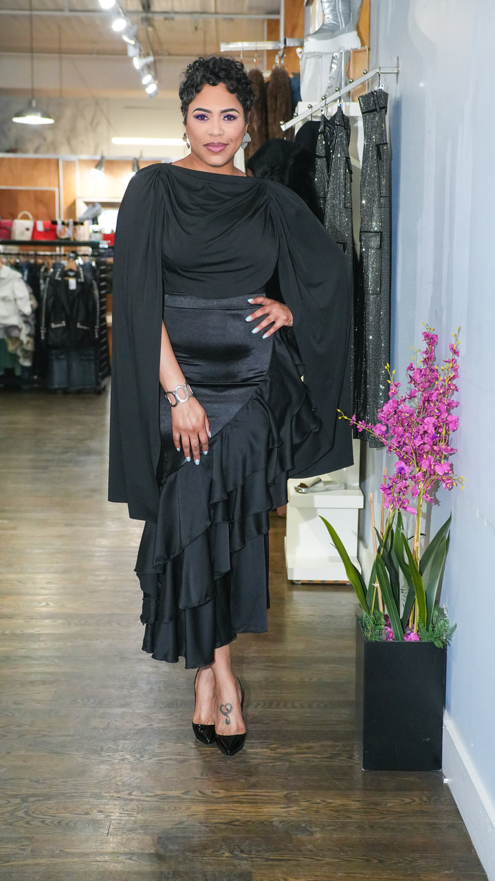 Drape it Over Sleeve Bodysuit (Black)