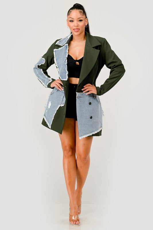 Dasani Denim Patched Blazer (Green)