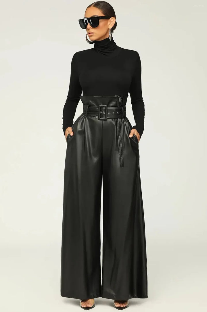 Raven Faux Leather Pants (Black)