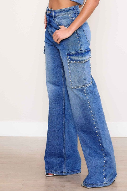 The Revel Luxe Pearl Cargo Jeans