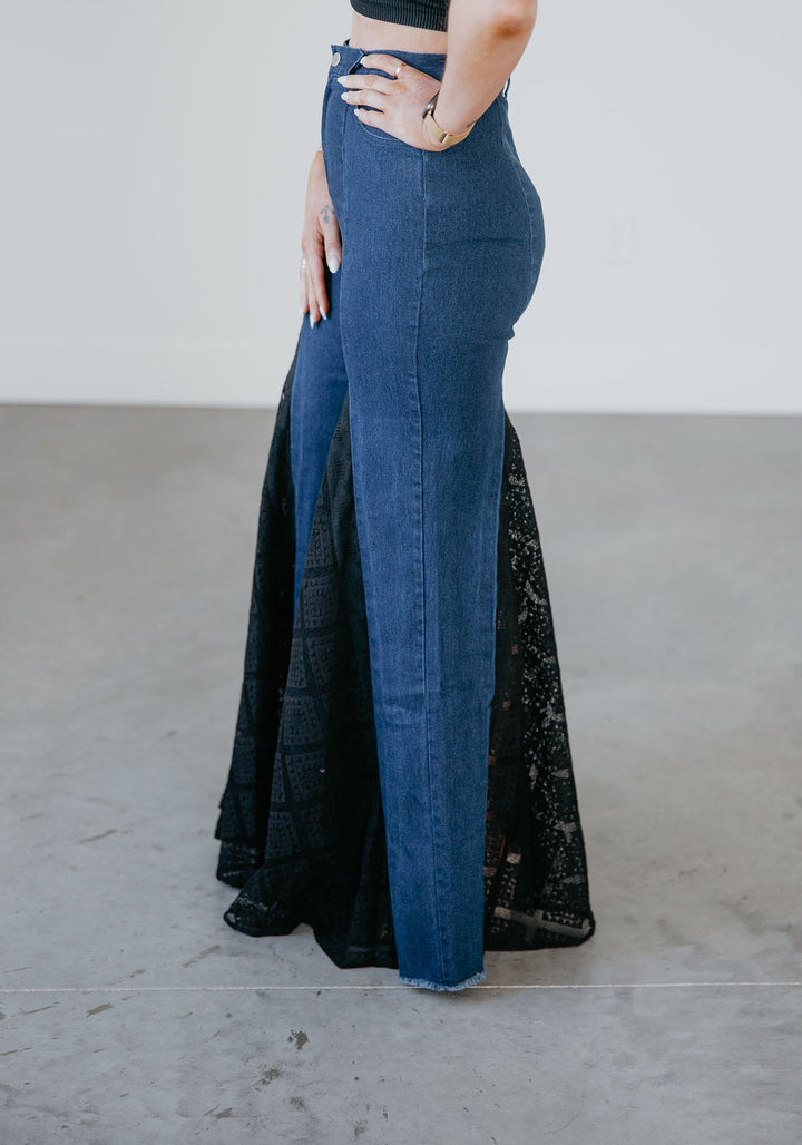 Pretty in Lace in Denim Wide Leg Jean