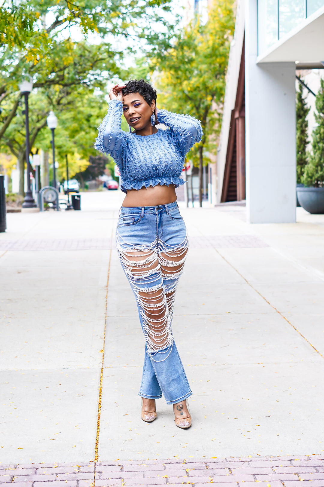 Shake it up Denim Crop Top