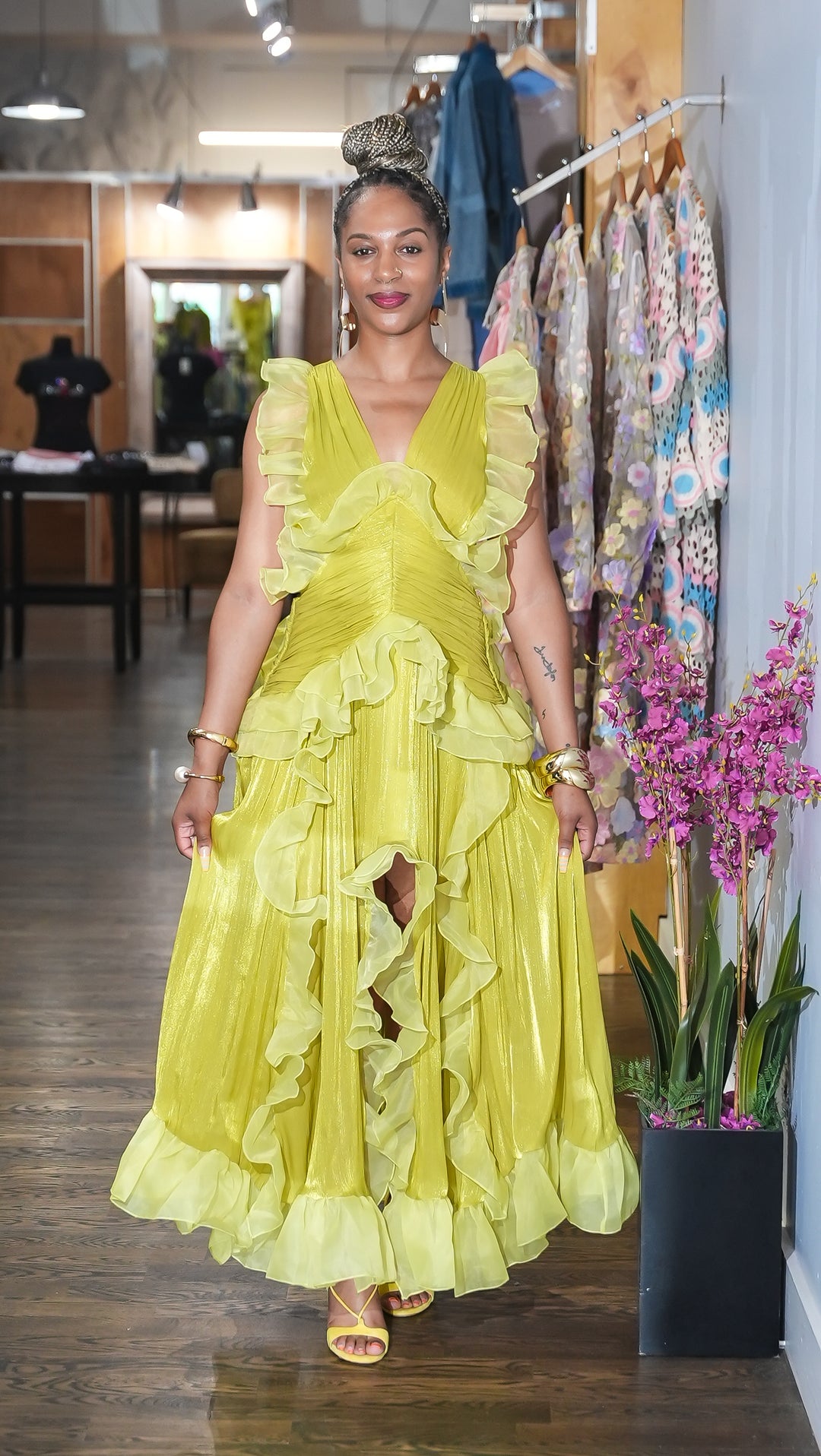 Tropical Romance Maxi Dress (Lime Green)