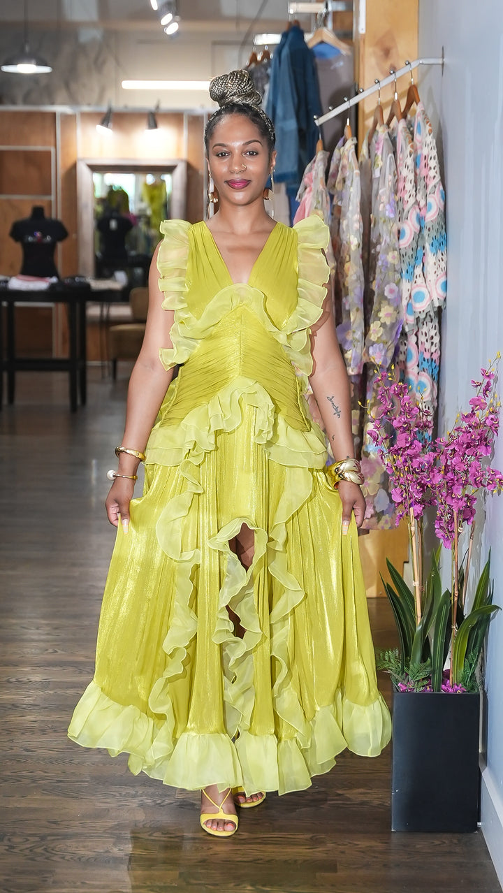 Tropical Romance Maxi Dress (Lime Green)
