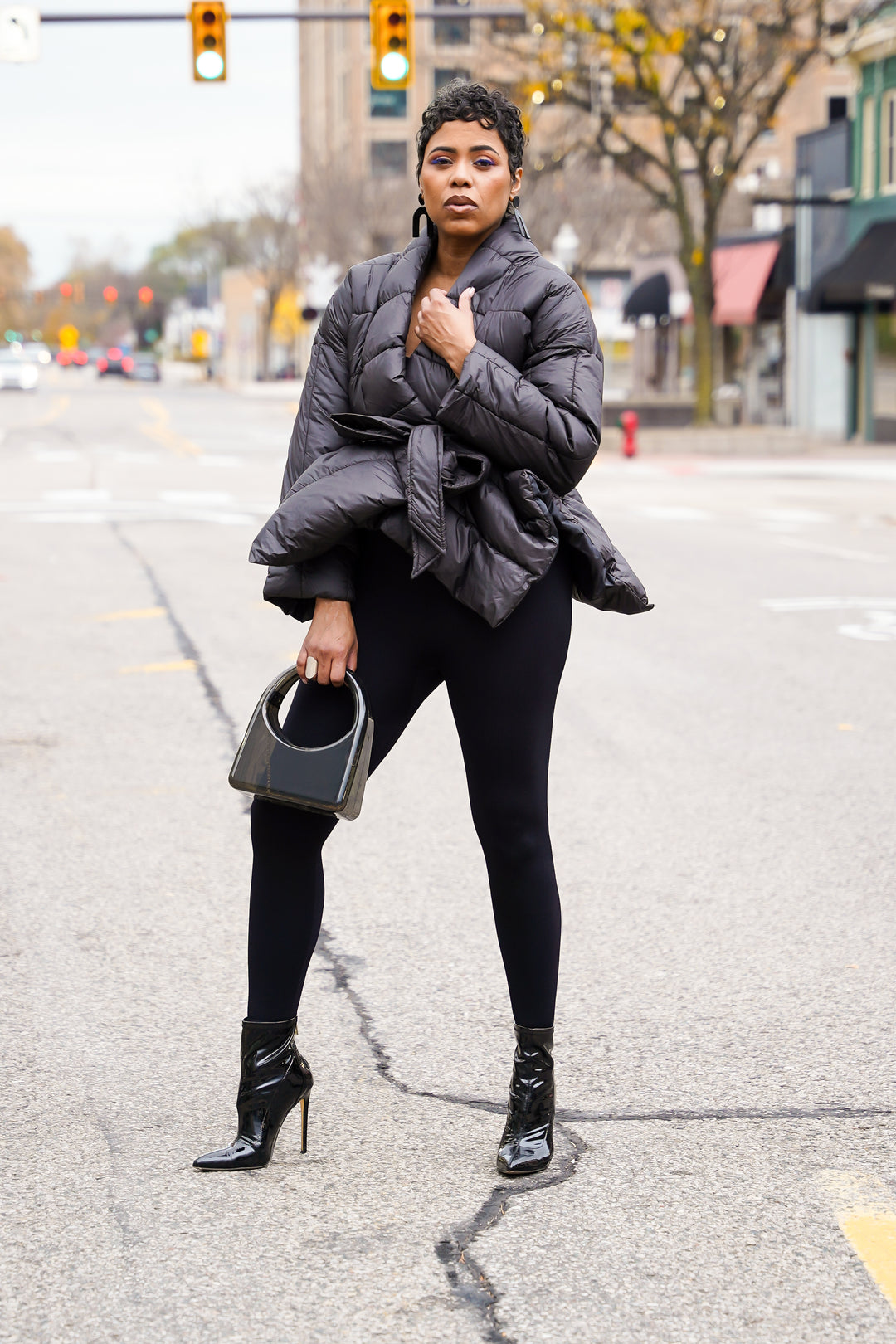 Puffer & Peplum  Belted Jacket