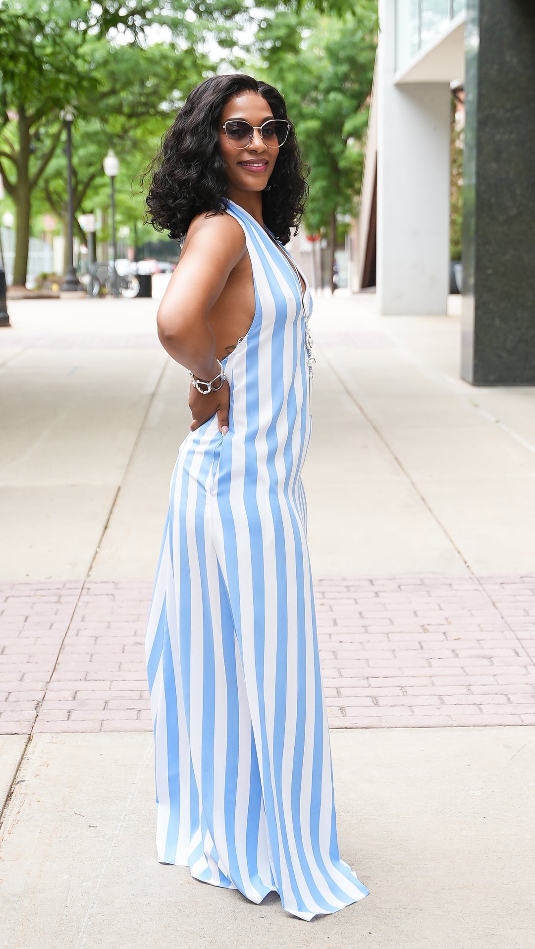 Coastal Cabana Stripe Maxi Dress - (Blue)