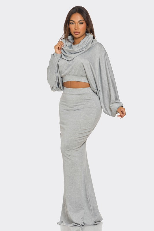 Bianca Crop Hoodie Skirt Set