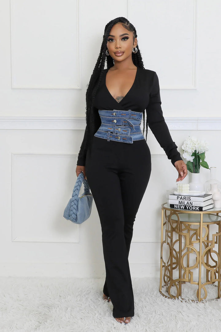 Denim Hugger Black Jumpsuit