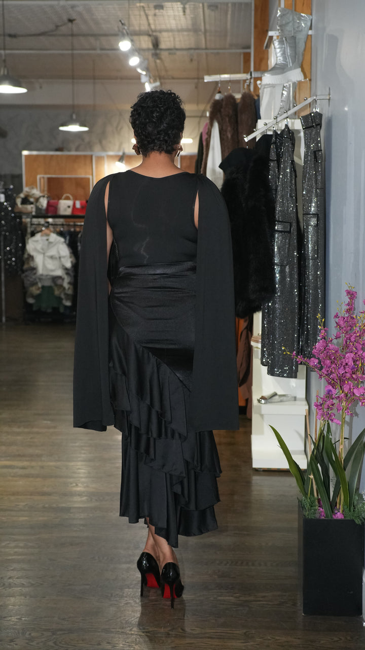 High Satin Ruffle Skirt