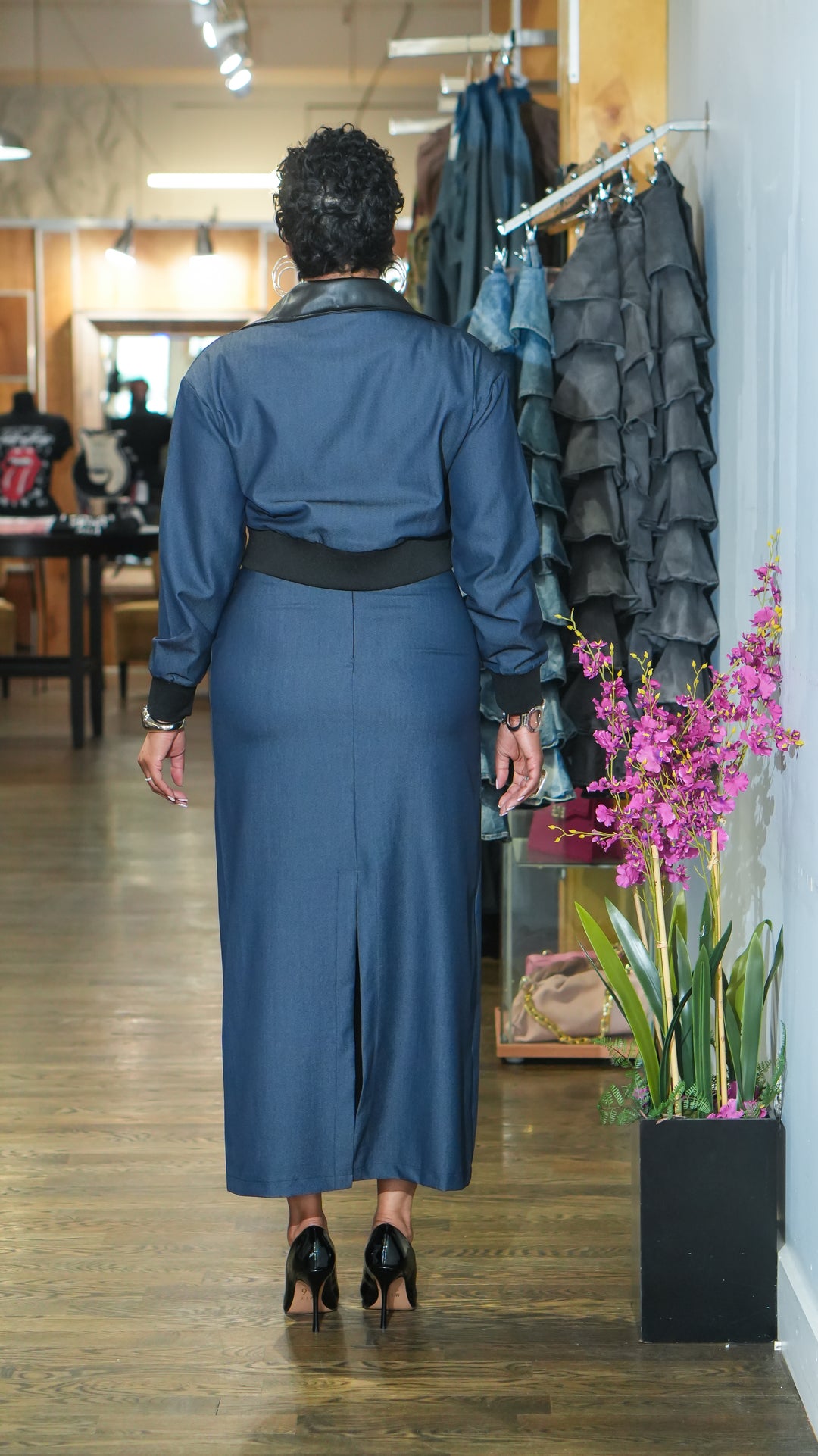 Slate Muse Cropped Jacket & Maxi Skirt Set