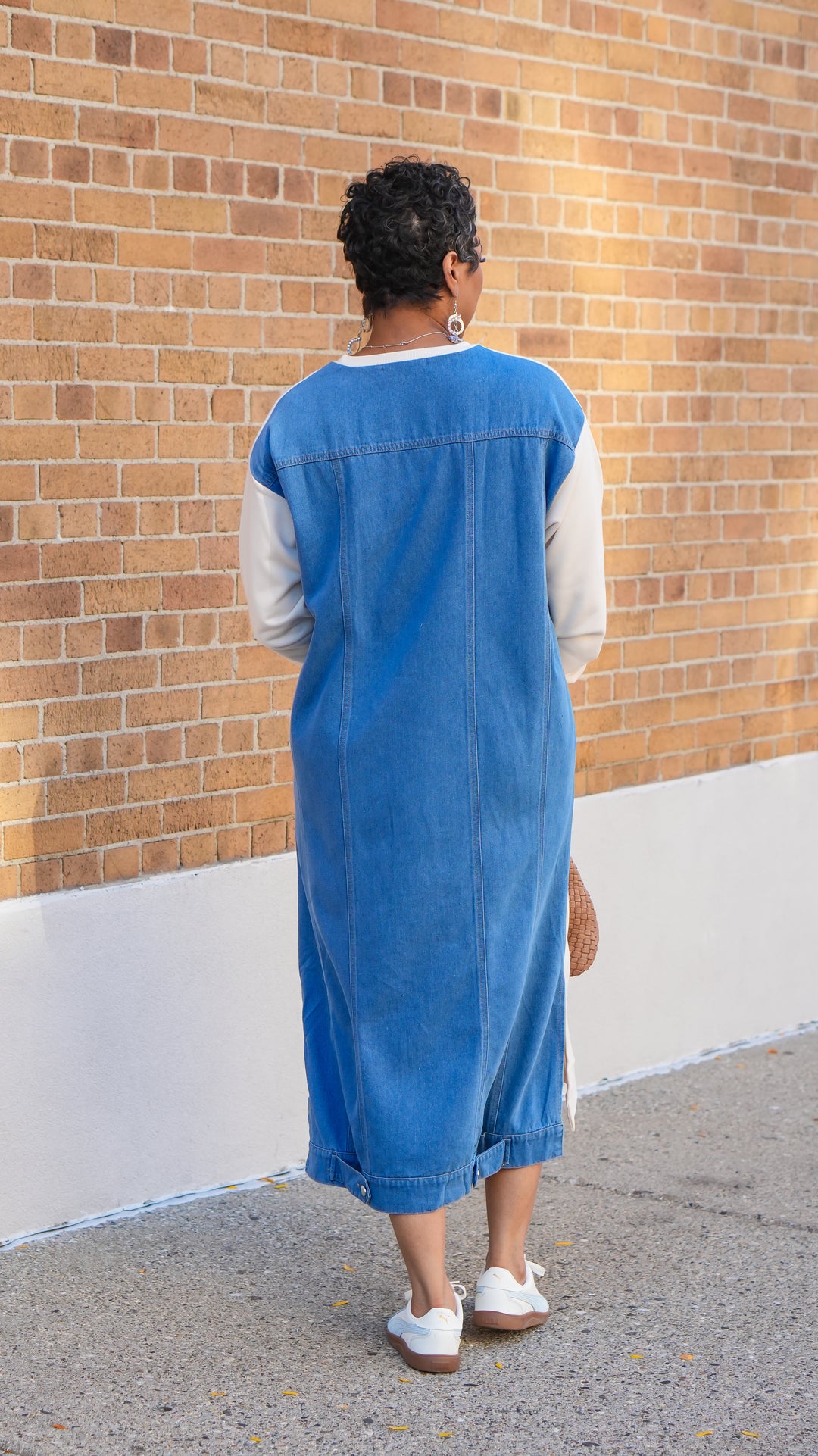 Mindset is Over Everything Denim Mix Dress (White/Denim)