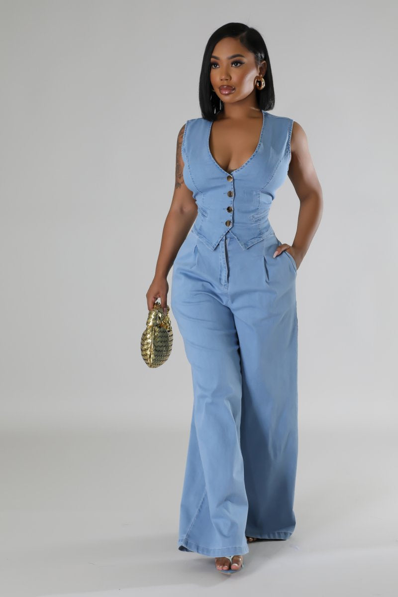 Well Suited Denim 2pc Wide Leg Set – Blu Jean Blues