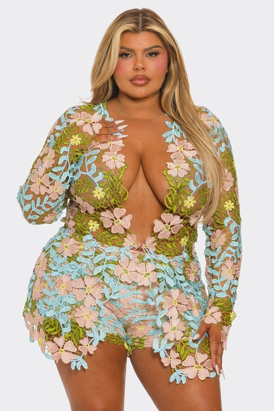 Spring Lace Fantasy 2pc Short Set (Avail in Plus Size)