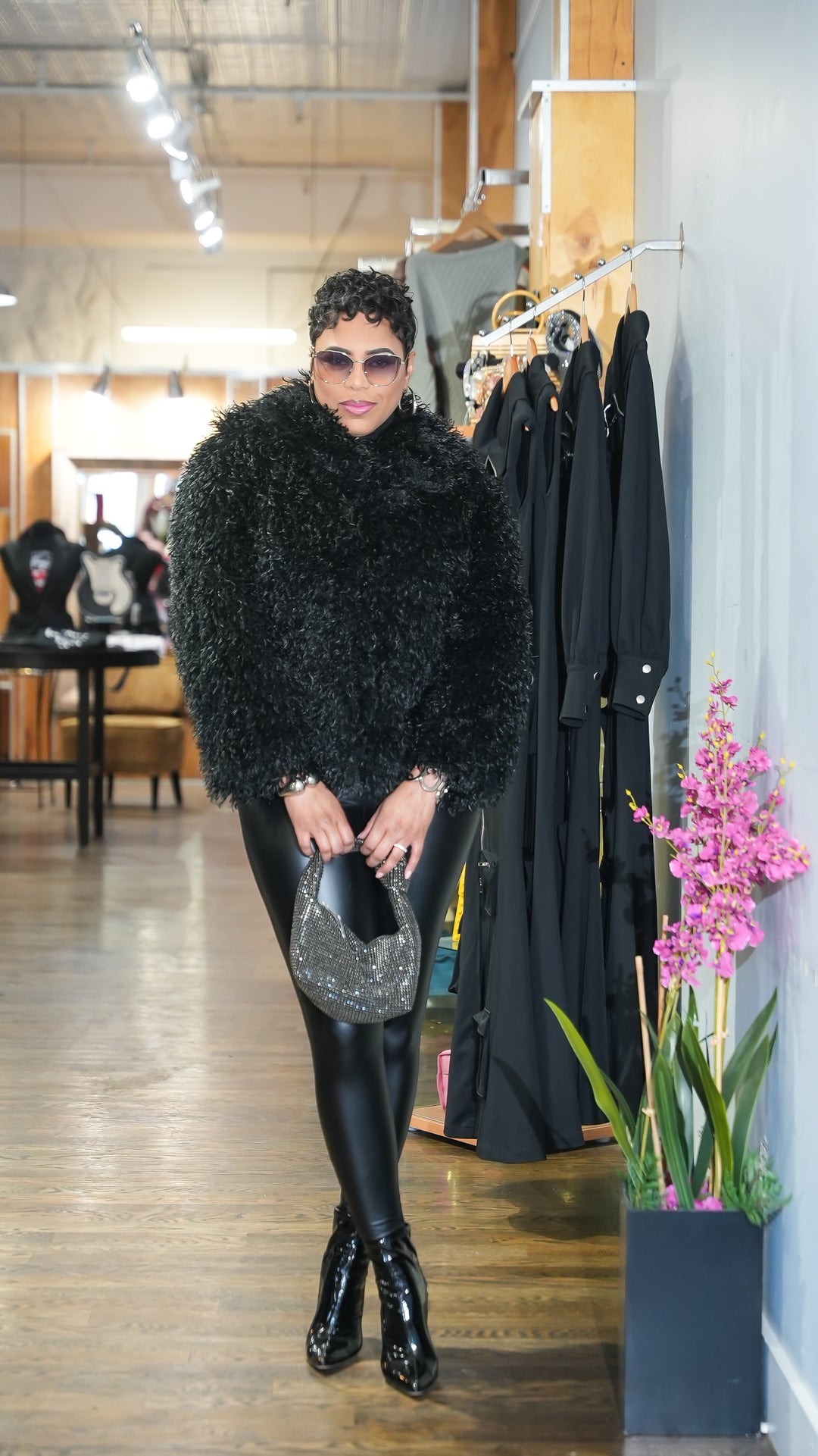 The Power Play Mongolian Faux Fur Jacket (Black)