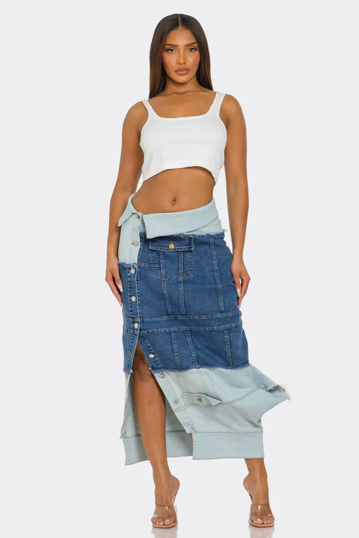 Upside Down Denim Skirt ( Plus Size Only)