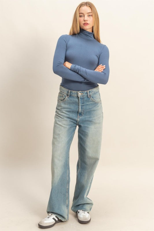 Long Sleeve Turtleneck Fitted Top