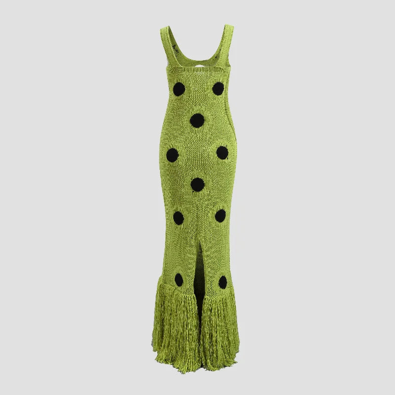 Envision Dots Fringe Knit Dress