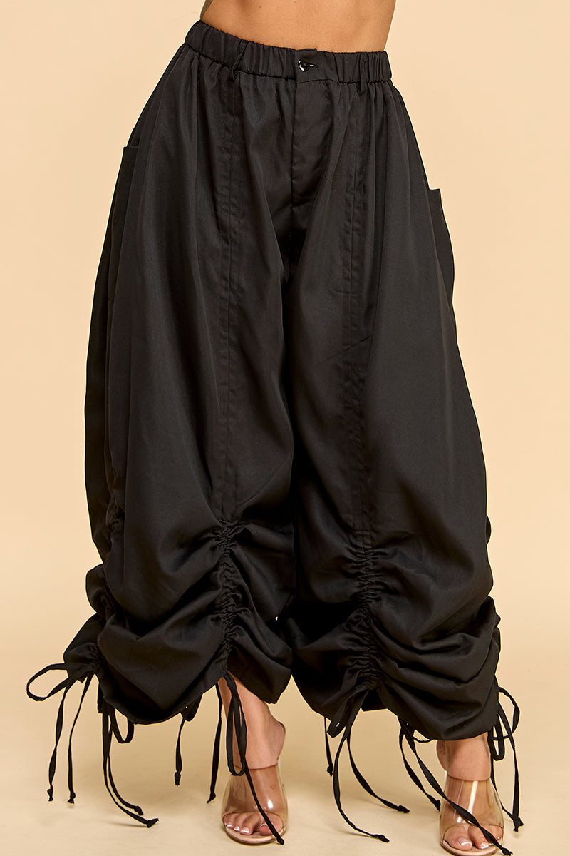 Gather Around Poplin Ruched Pants