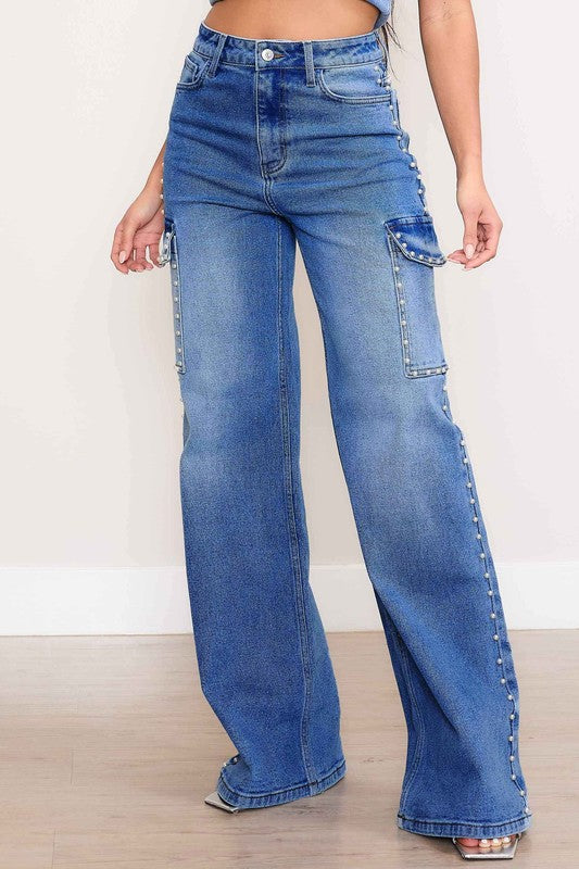 The Revel Luxe Pearl Cargo Jeans