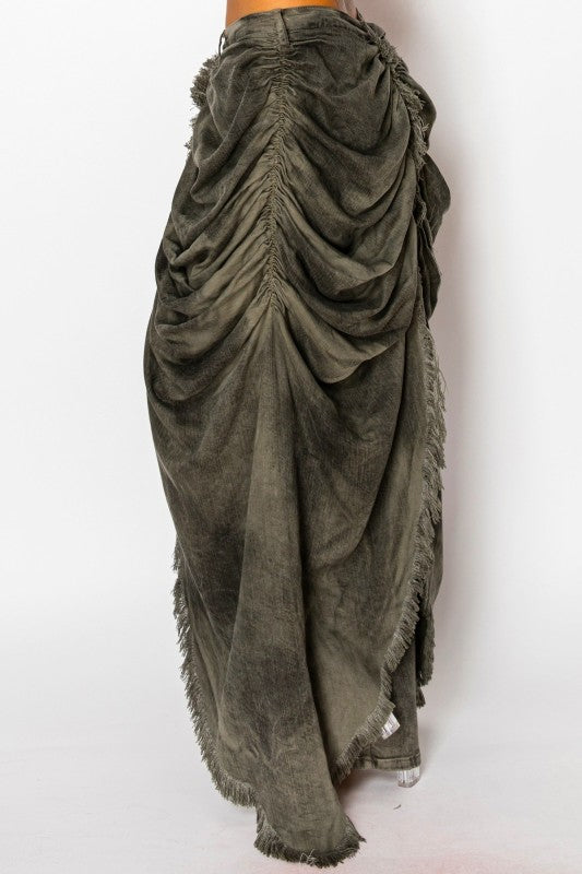 Draped Over Fringe Jeans (Olive)
