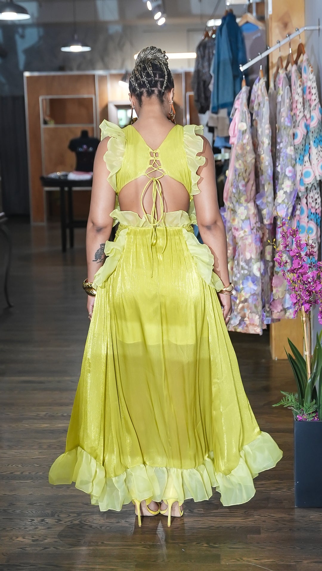 Tropical Romance Maxi Dress (Lime Green)
