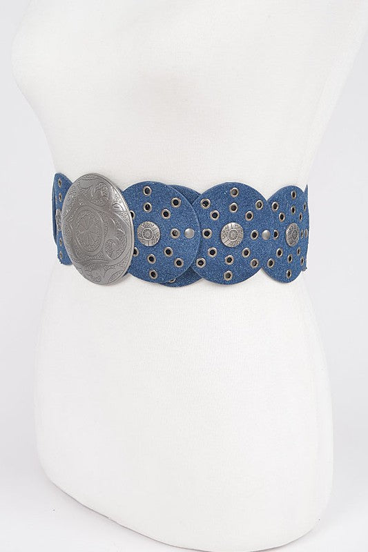 Denim Eyelet Western Belt