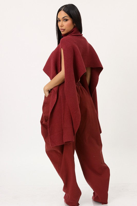 Hang Around Poncho (Burgundy)