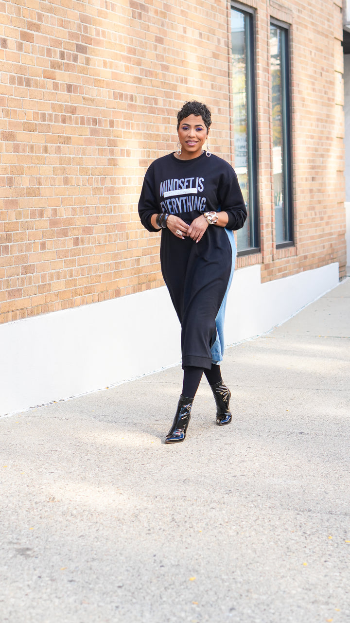 Mindset is Over Everything Denim Mix Dress