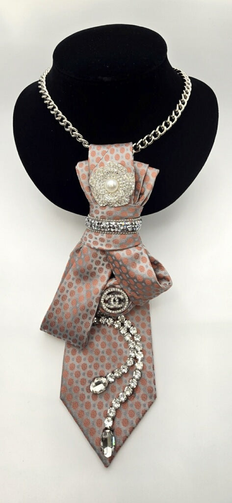 Blush Belle Crystal Statement Necktie
