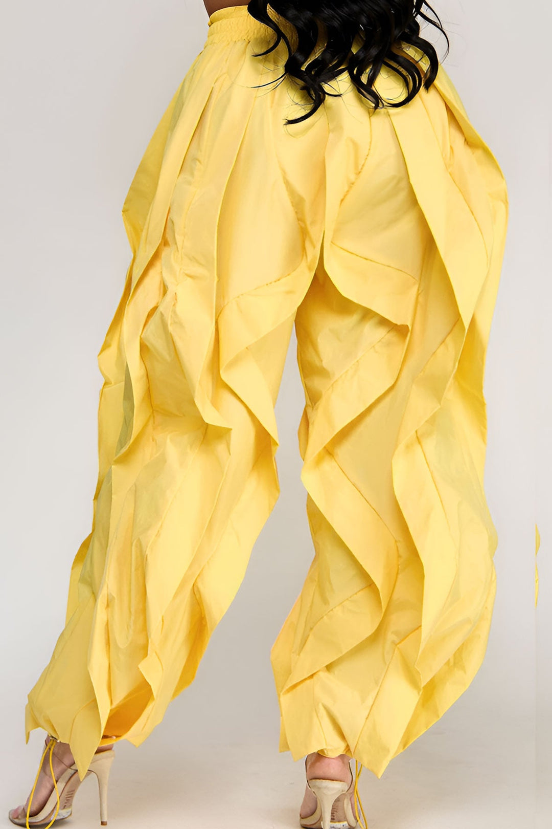 Wide Leg dramatic Drawstring Joggers (Yellow)