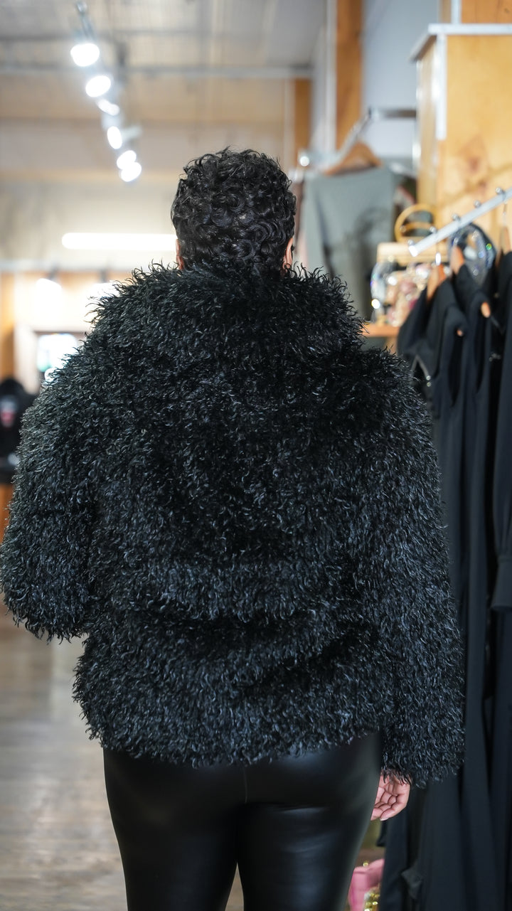 The Power Play Mongolian Faux Fur Jacket (Black)