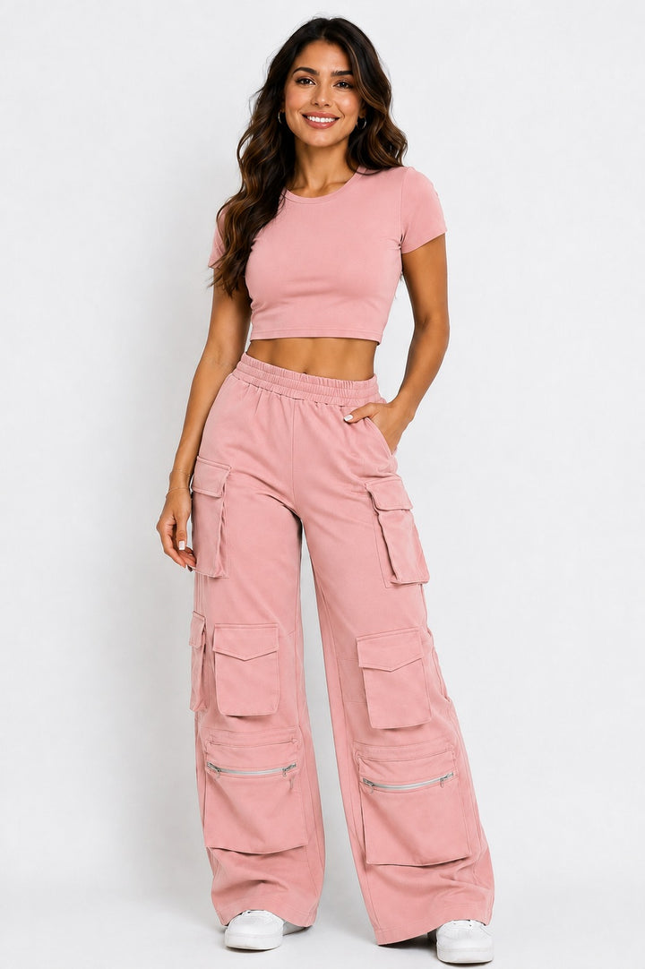 Comfy Big Pockets Cargo pants (Pink)