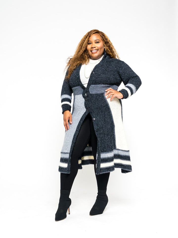 Harlequin Patchwork Cardigan Sweater (Black)