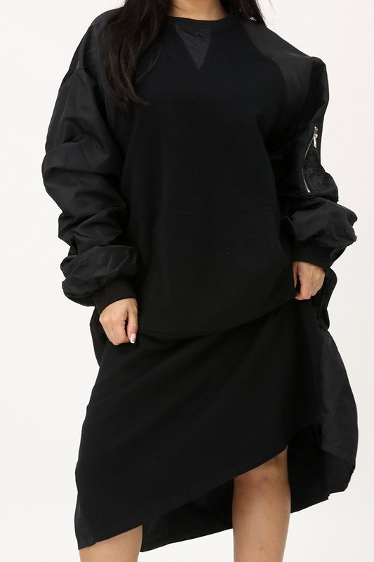 In Flight Contrast Oversize Dress( Green/Black)