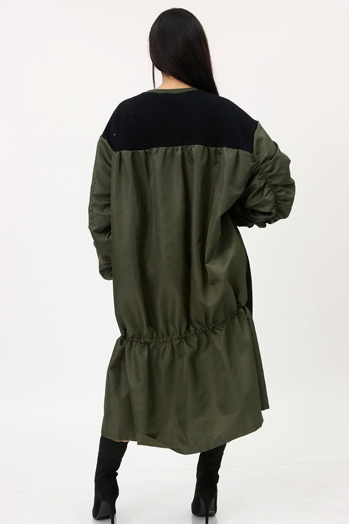 In Flight Contrast Oversize Dress( Green/Black)