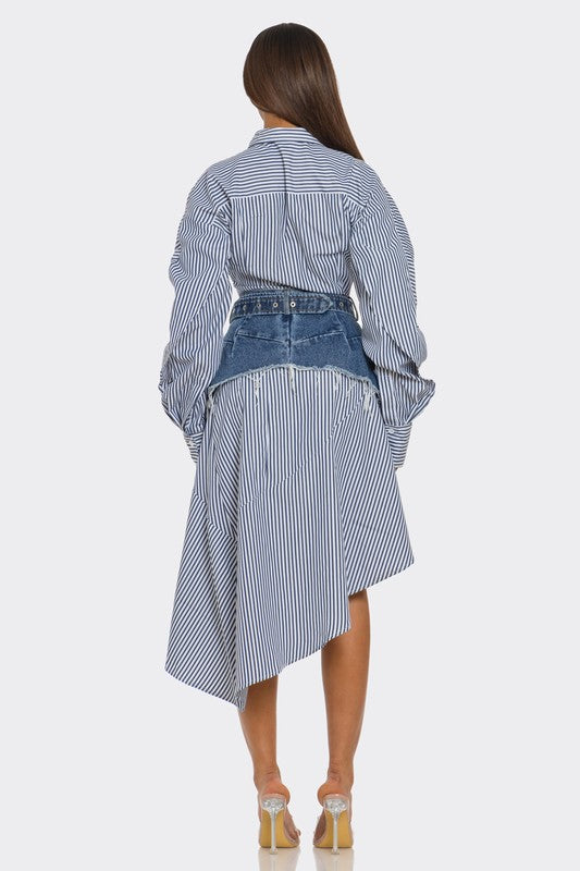 Spring Stripe 2pc Denim Set Dress