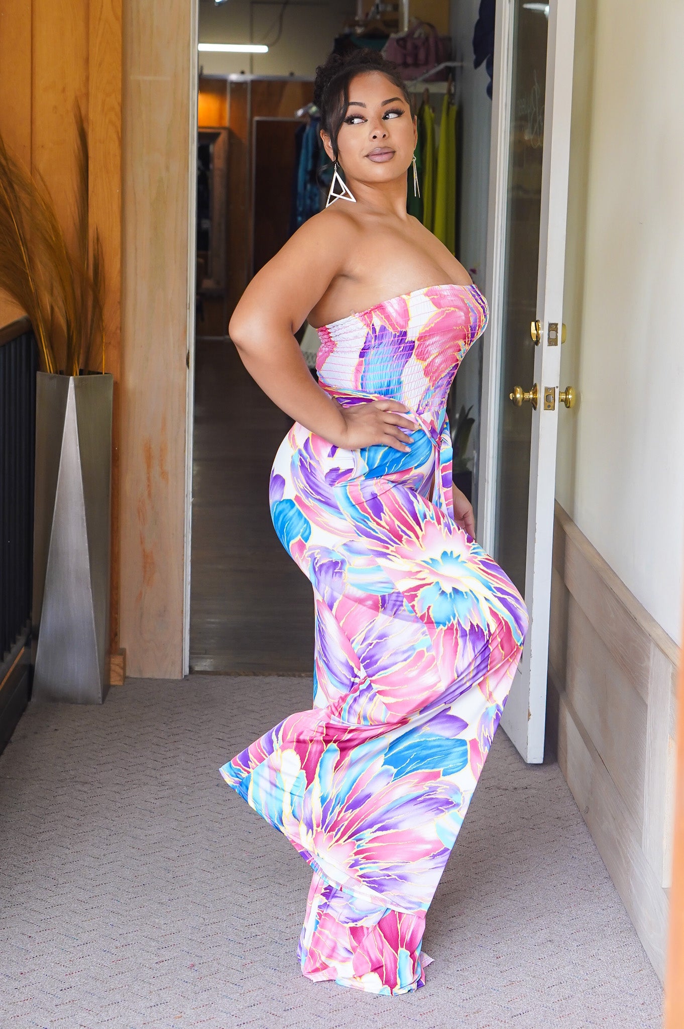 Printed Flowers Tube Jumpsuit