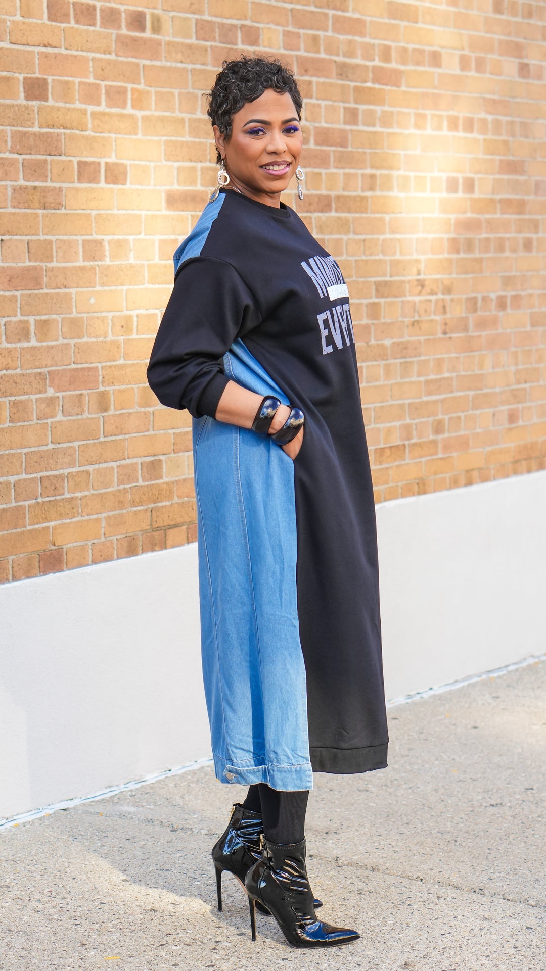 Mindset is Over Everything Denim Mix Dress