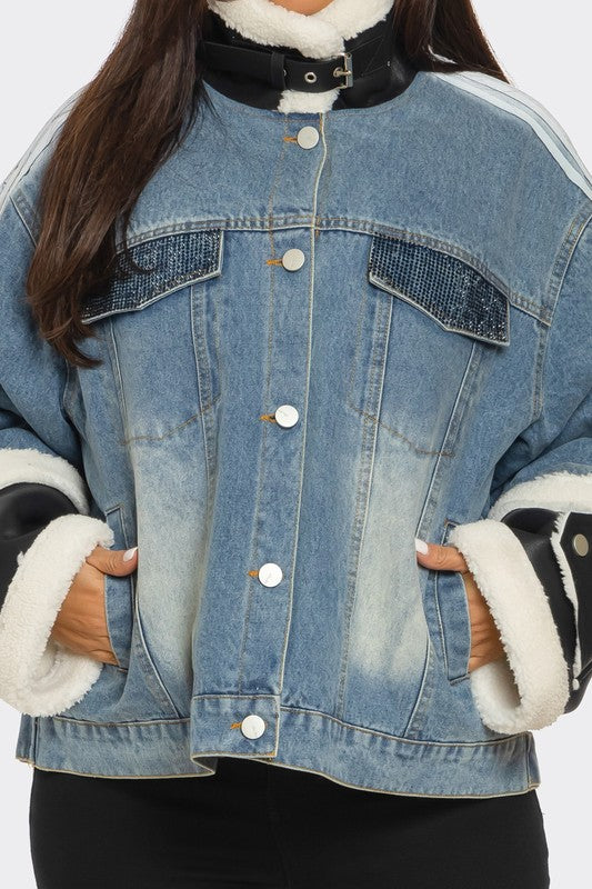 Warm me up Denim faux Fur Jacket