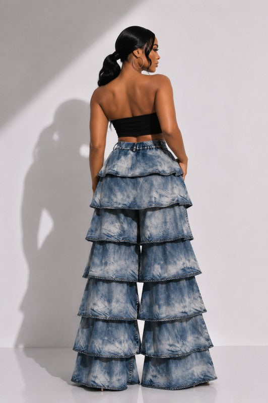 Denim Ruffle Runway Jeans