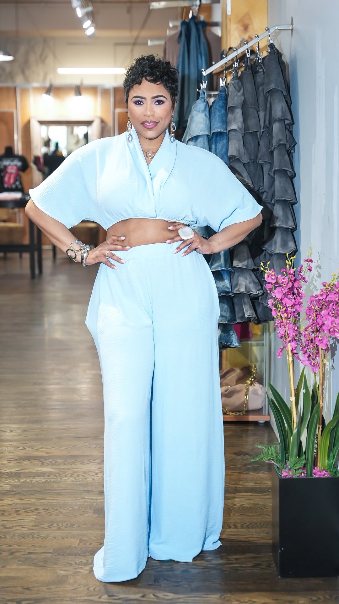 Spring in Action 2pc Faux Wrap Pants Set
