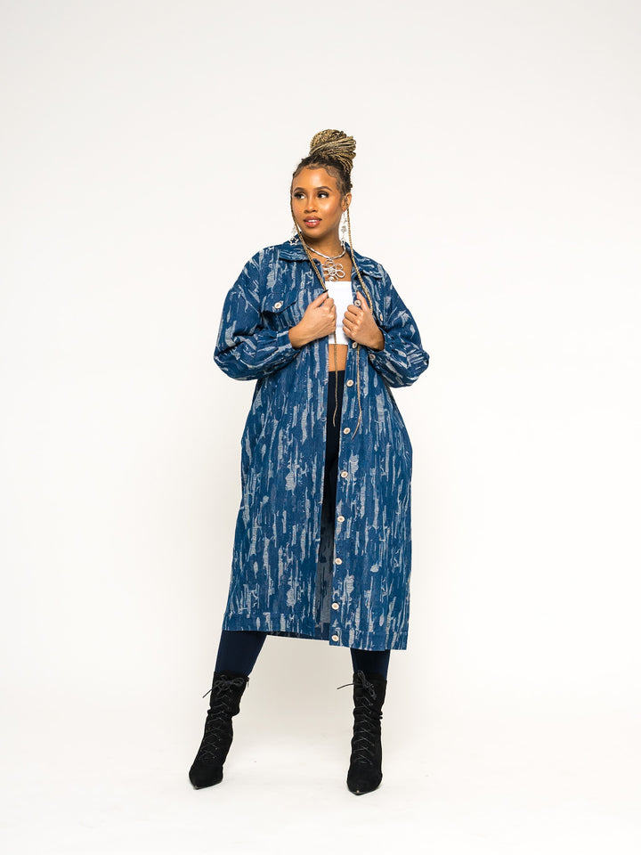 Teresa ripped denim button down jacket