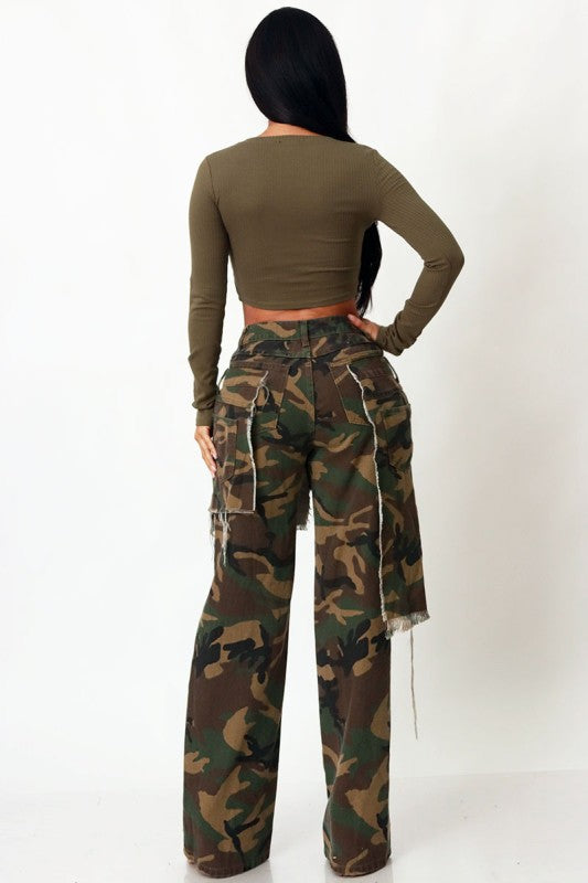 Gigi Double it Up Camo Distressed Jeans