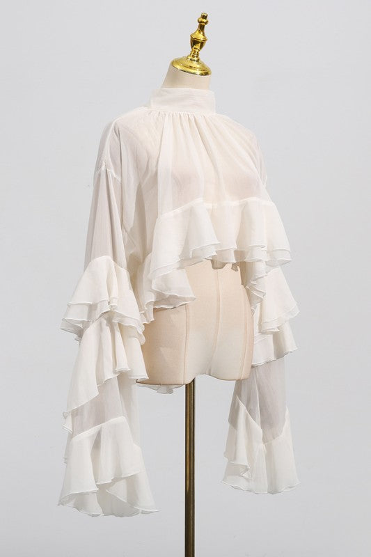 Romantic Drama Tiered Sleeves Top