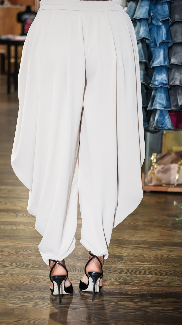 Draped Elegance Harem Pants (Olive)